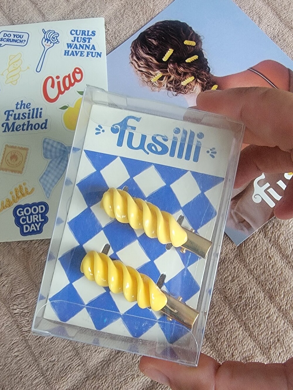 Fusilli Yellow Pasta Hair Clips